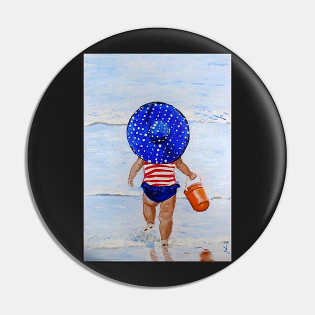 Beach Belle #2 - Little Girl on Beach Pin by Krusty