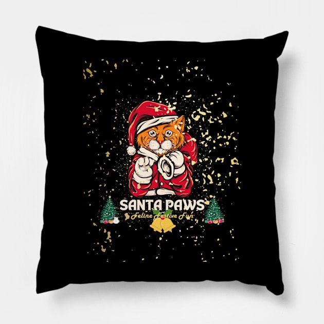 kitty cristmas Pillow by tee-sailor