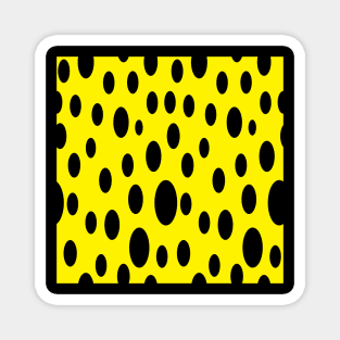 Trendy Black and Yellow Polka Dots Seamless Pattern Magnet