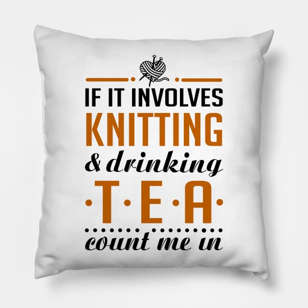 Knitting and Drinking Tea Pillow by KsuAnn