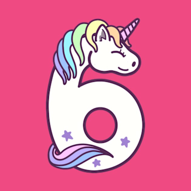 6th Birthday Girl Unicorn 6 Years Old Birthday Gift by Davidsmith