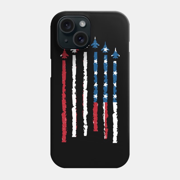 American Flag USA Fighter Jet Con Trail Phone Case by Crazyshirtgifts