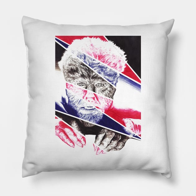 The Wolfman, a ball point pen portrait. Pillow by RogerPrice00x