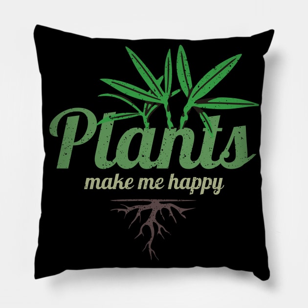 Plants Make Me Happy, Plants Whisperer, Vintage, Love Plants Pillow by HelenGie