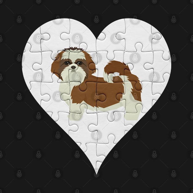 Shih Tzu Heart Jigsaw Pieces Design - Gift for Shih Tzu Lovers by HarrietsDogGifts