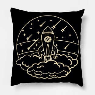 Vintage styled spaceship launch Pillow