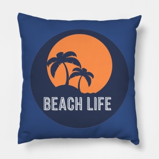 Beach life palm tree sunset Pillow