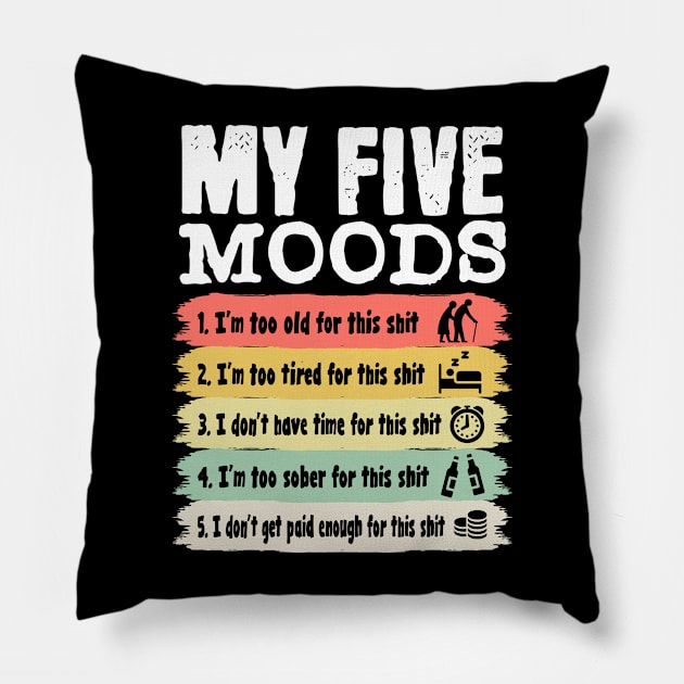 My Five Moods Pillow by Three Meat Curry