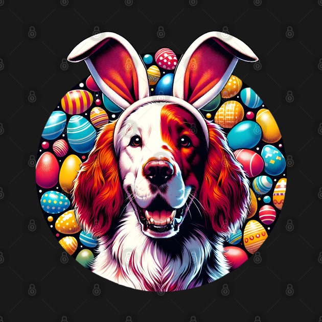 Irish Red and White Setter Enjoys Easter with Bunny Ears by ArtRUs