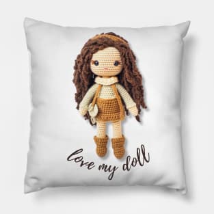 Handmade Wool Doll, Cozy and Cute - design 7 Pillow