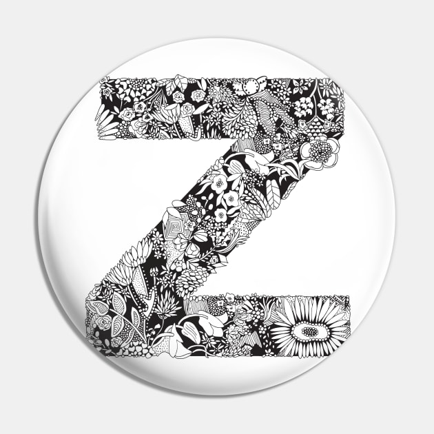 Floral Letter Z Pin by HayleyLaurenDesign