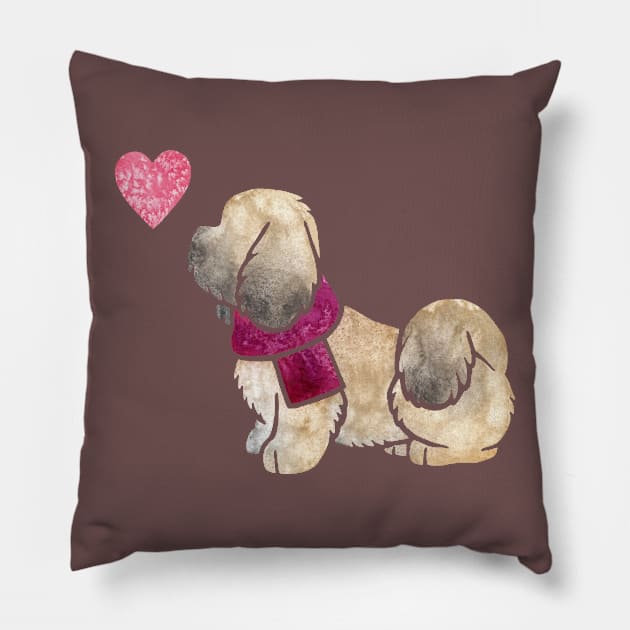 Lhasa Apso watercolour Pillow by animalartbyjess