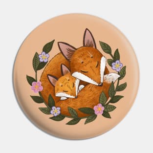 Mother fox and baby fox Pin