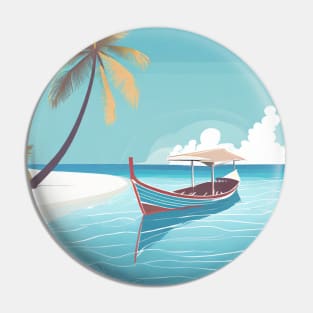 Vintage Retro Travel Maldives Serenity Pin