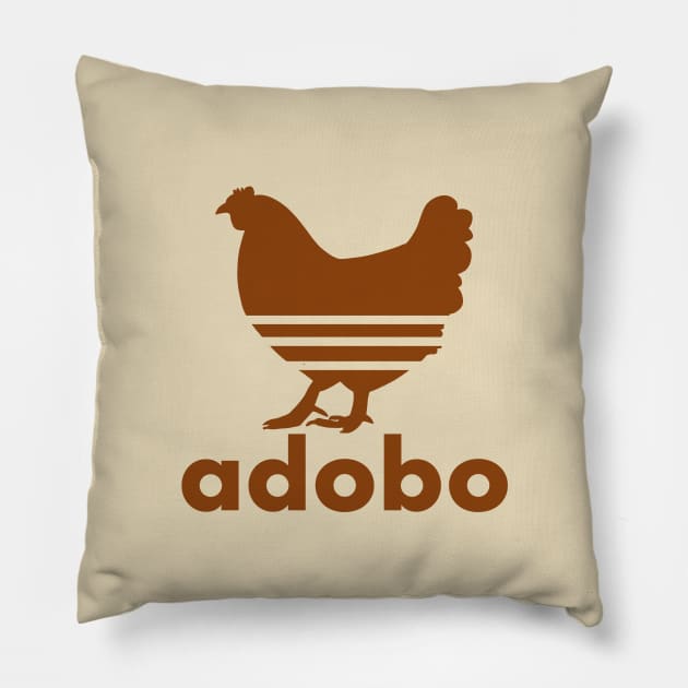 ADOBO CHICKEN FILIPINO POCKET DESIGN BROWN Pillow by Aydapadi Studio