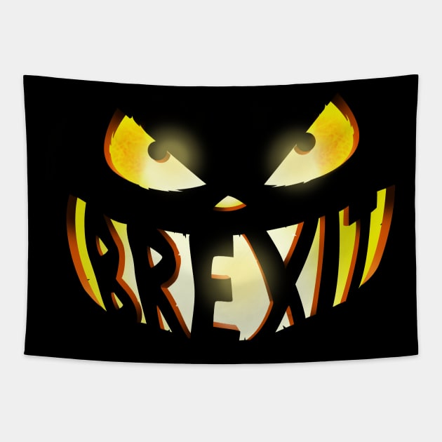 Scary Brexit Halloween Pumpkin T-Shirt Tapestry by NerdShizzle