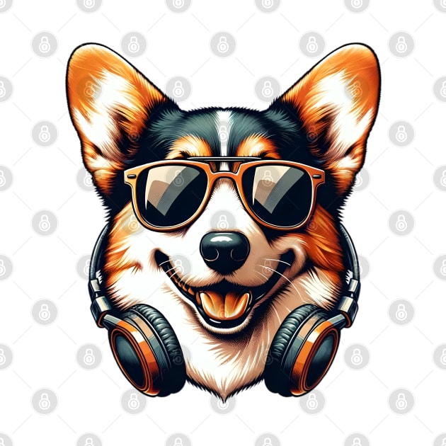 Cardigan Welsh Corgi as Smiling DJ in Japanese Art Style by ArtRUs