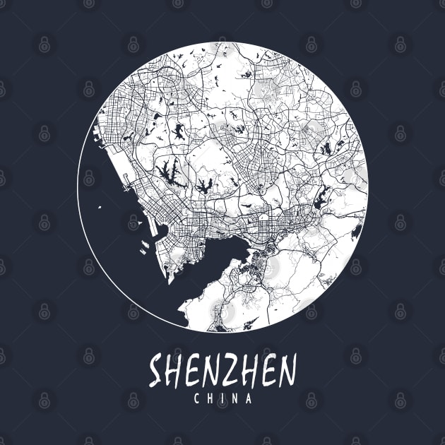 Shenzhen, China City Map - Full Moon by deMAP Studio