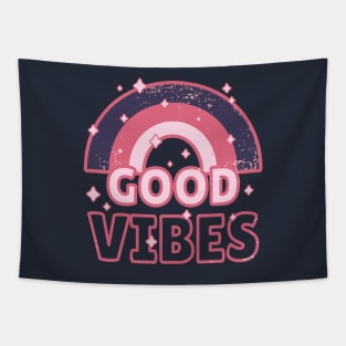 Pink Rainbow and Good Vibes Tapestry