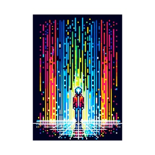 Digital Rain Solace - Vibrant 8-Bit Pixel Art T-Shirt