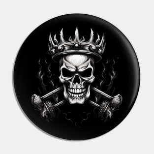 Barbells with Skull with crown Pin