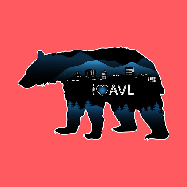 I Love AVL - Black Bear Cityscape - GreyBG 25 by AVL Merch