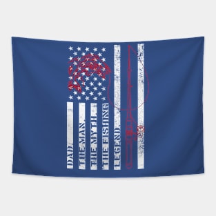 Fishing T-shirt USA Fishing Flag Gift For Fisherman Fisher Tee Shirt Cool Fishing Shirts, fathers day gift ideas Tapestry