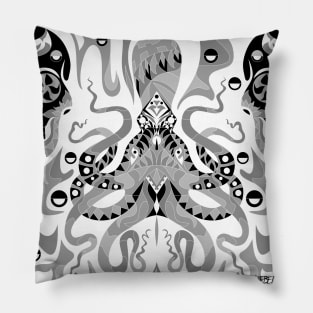 death squid the kraken art of sea in ecopop Pillow