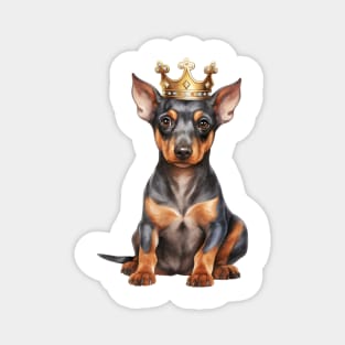 Watercolor Doberman Pinscher Dog Wearing a Crown Magnet