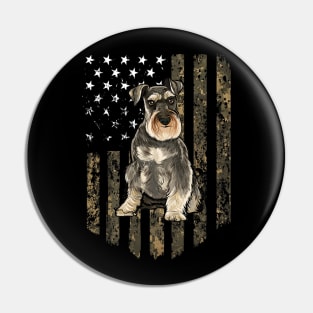 Camo American Flag Miniature Schnauzer 4Th Of July Usa Pin