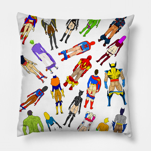 Superhero Butts - Girls Superheroine Butts LV Throw Pillow by