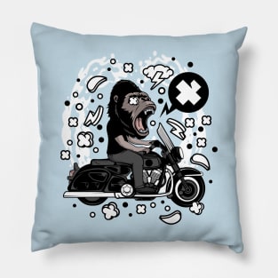 gorilla biker illustration Pillow