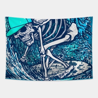 Surfer Skeleton by miskedesign Tapestry