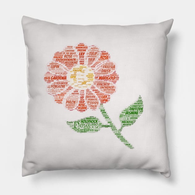 Flower word cloud for gardeners Pillow by artsytee