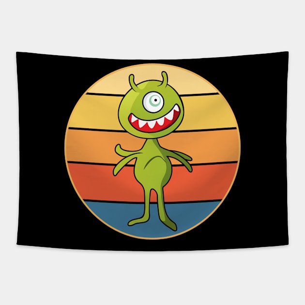 Alien Vintage Retro Sunset Sci-Fi Tapestry by Inspirational And Motivational T-Shirts