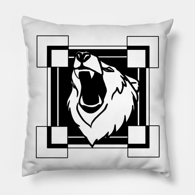 Roaring Bear - Original Logo Banner Sigil - Dark Design for Light Fabrics Pillow by Indi Martin