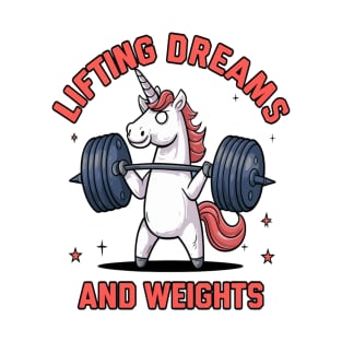 Unicorn Weightlifting " Lifting Dream And Weights " T-Shirt