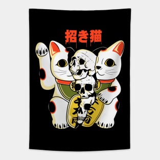 Skull Maneki Neko Tapestry