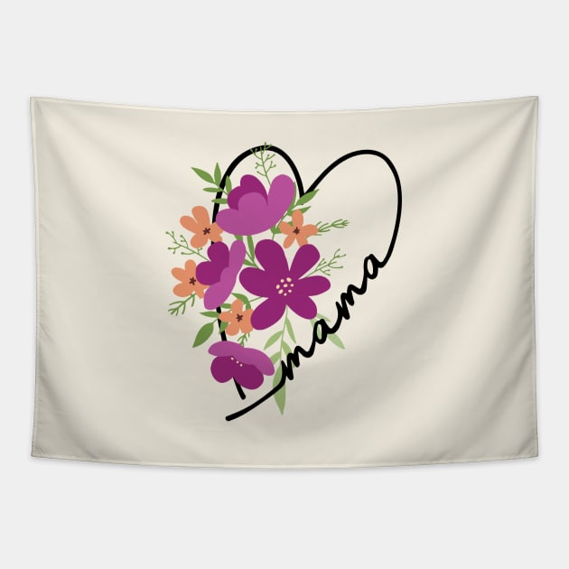 Mama heart floral gift for mom Tapestry by B*Shoppe