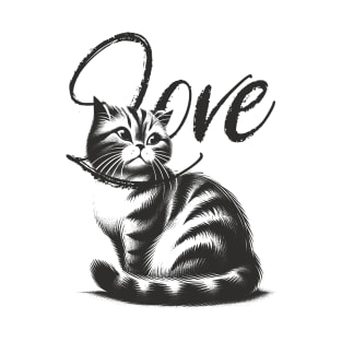 Cat love illustration with lettering T-Shirt