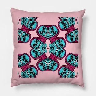 RED Hair Skull | Bad Acid BATH Skeletor | Terrible Pop Art | Bad Artist Tyler Tilley Pillow