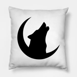 Wolf black silhouette howling to the moon Pillow