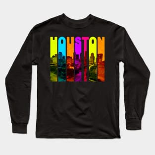 Vintage Houston Baseball Space City Skyline Retro Cityscape Kids Long  Sleeve Shirt