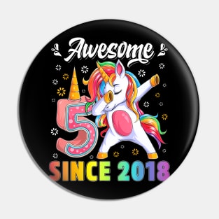 Awesome Dabbing Unicorn Birthday 5 Year Old Girl 5Th Pin