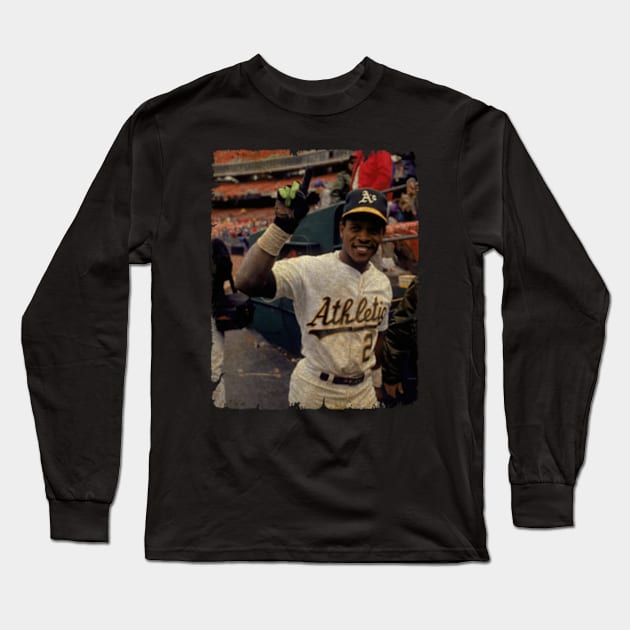 Rickey Henderson - 1,406 Career Stolen Bases - Baseball - Long Sleeve T- Shirt