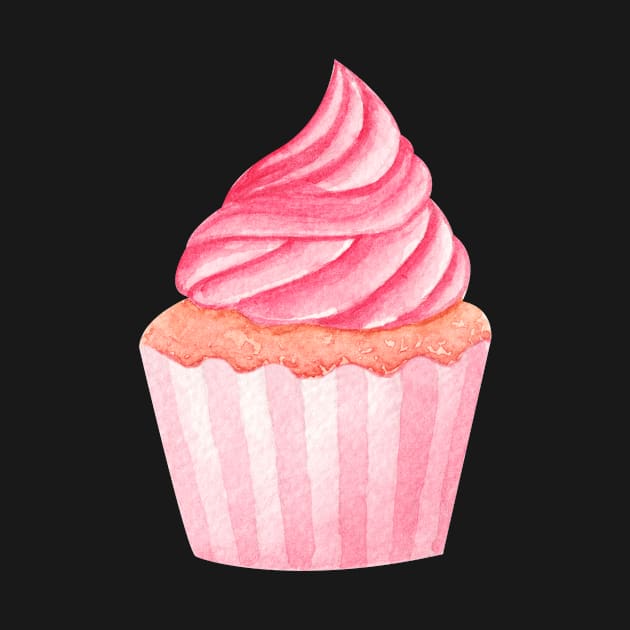 Cupcake watercolor painting by shoko