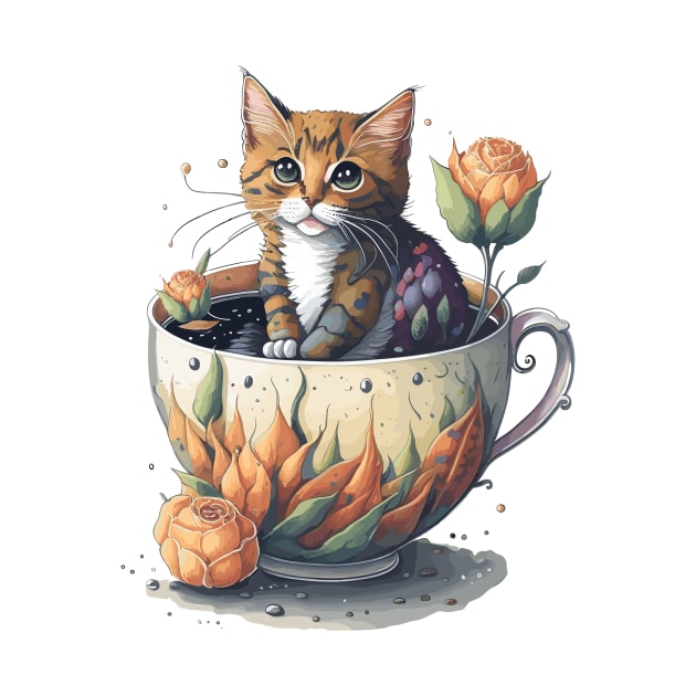 Cute Cat in a Tea Cup by Luvleigh