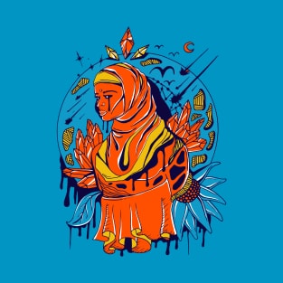 Orange Blue Goddess of The Hijab T-Shirt