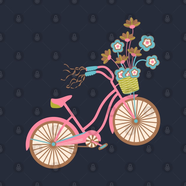 MY BIKE Nostalgic Vintage Retro Bicycle with Flowers in Pastel Pink - UnBlink Studio by Jackie Tahara by UnBlink Studio by Jackie Tahara