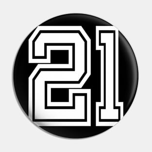 Numbers 21 for a sports team, group, or community Pin